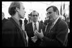 Discussing IQ with Mayor Bourque and the Film Commissioner at a Montreal Film Festival reception